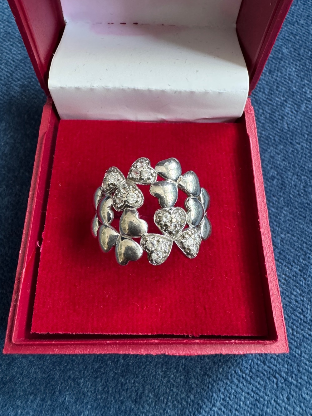 Vintage Ireland 925 Sterling Silver Heart‎ design ring Size 9  1/4